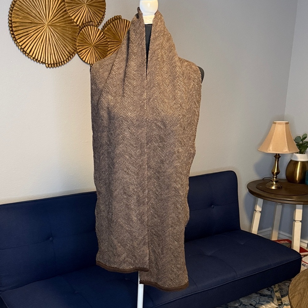 GAP Brown Merino Wool Unisex Herringbone Scarf